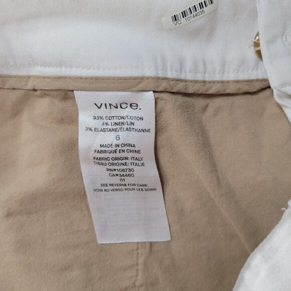 Vince Capri Crop Pants Size 6 29X25 White Cotton Linen Blend Pockets Zip Front - Picture 8 of 14
